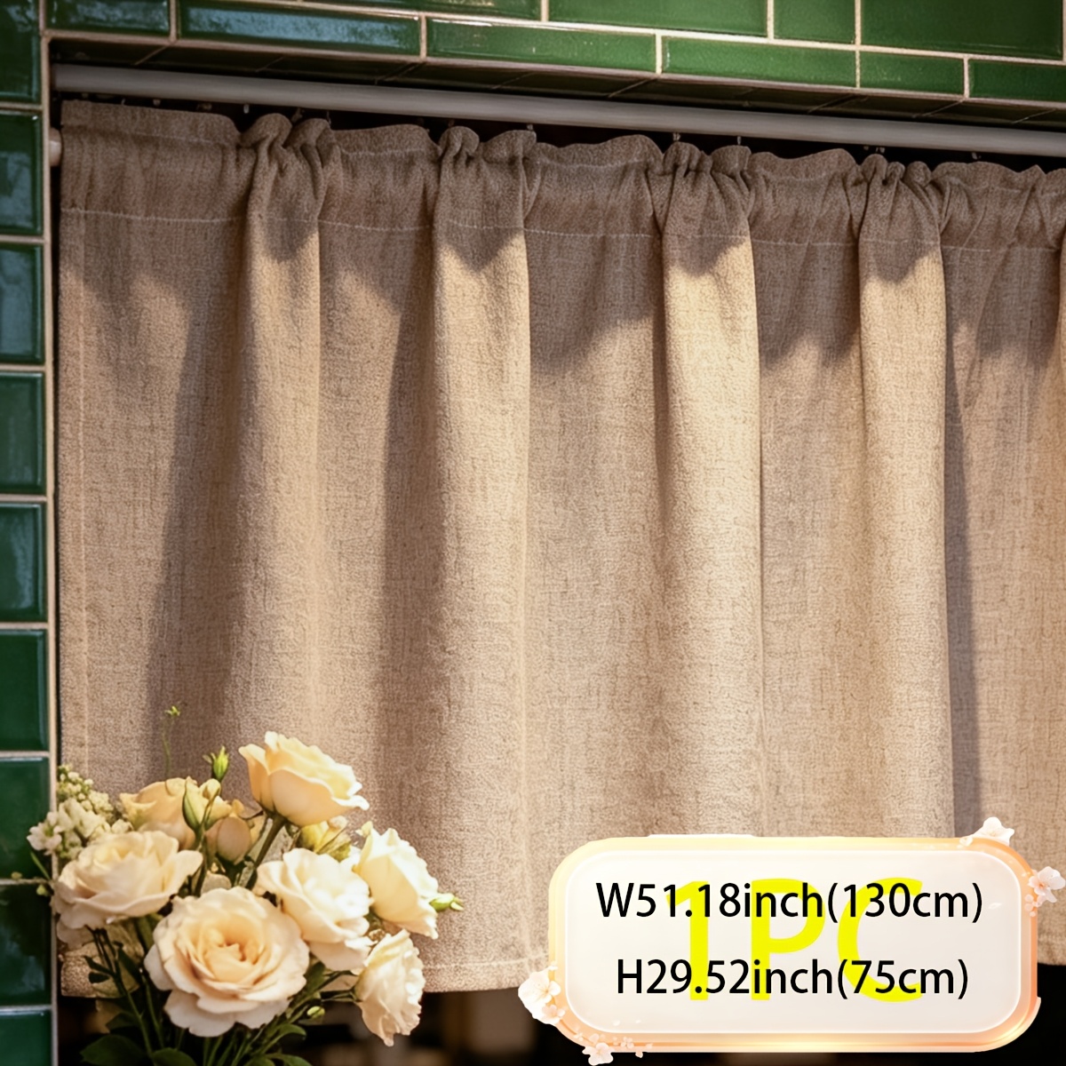 TEMU 1pc 5-color Kitchen Window Curtain/drape, Beautifying/concealing Decoration, Used In Kitchen/dining Room/living Room For