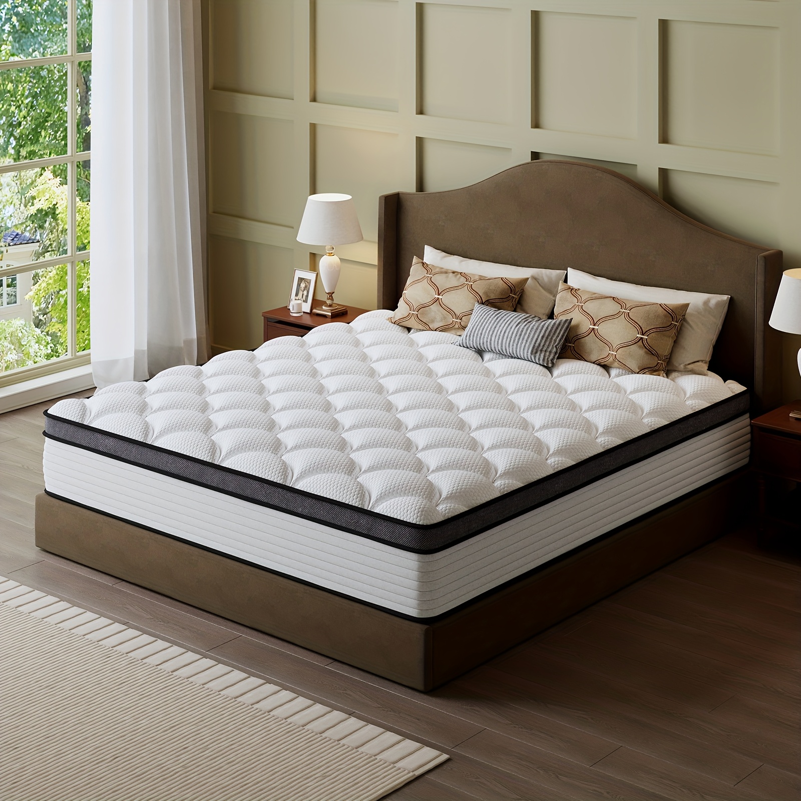 TEMU Queen Mattress, Queen Size Mattress | 10-inch Pocket Springs & Memory Foam | Delivery (10"/12"/14"twin, Full, Queen, King)