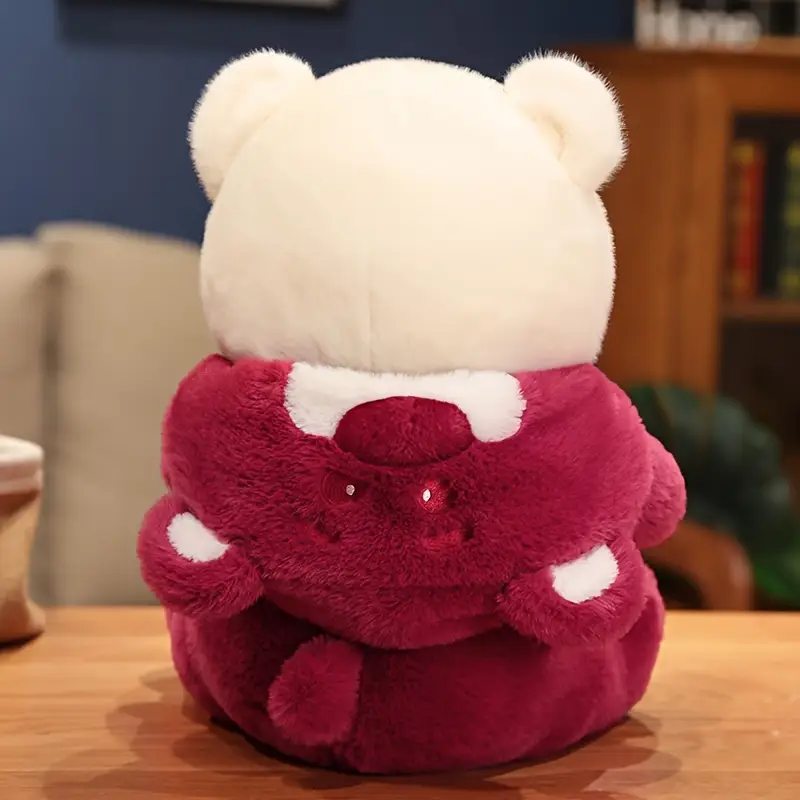 cute transforming bear plush toy soft polyester stuffed animal cuddly teddy bear doll versatile pillow cushion for room decor sofa ideal gift for christmas thanksgiving easter details 7