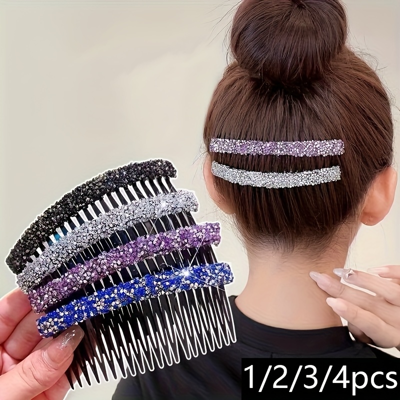 2 Stück Haarspangen Mit Schwarzen Strasssteinen – Rechteckige Haarnadeln Im Koreanischen Style Für Damen & Mädchen