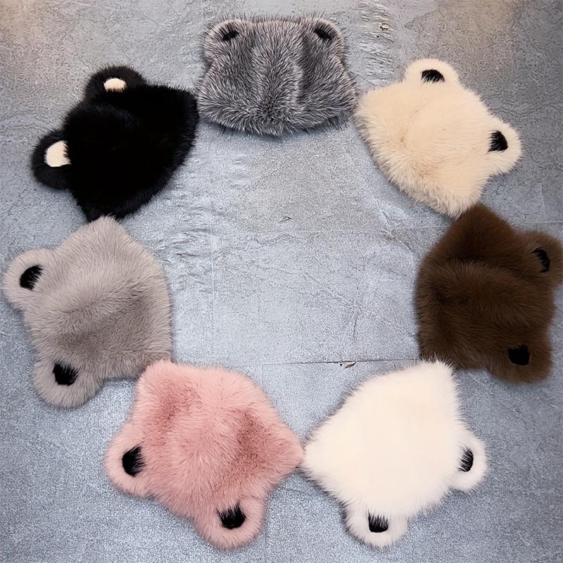 

1pc Bonnet d'hiver confortable pour femme d'ours en peluche - Chaleur épaissie, mignon et léger, bonnet en tricot de polyester sur le thème des animaux