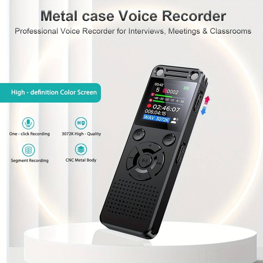 256gb professional voice recorder with metal case hd audio recording 4 mic usb powered on recording long   compatible with pc   ios   for podcast court meeting classroom interview heavy duty noiseproof dictaphone classroom audio sleek device     court recording durable build   microphone legal professionals 0