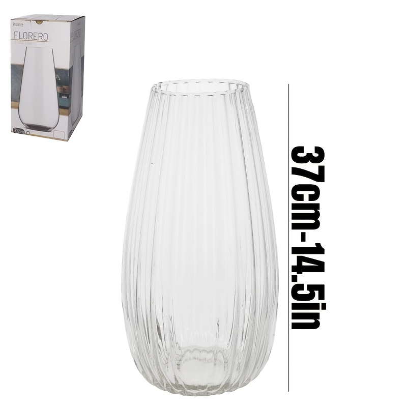 -inch Transparent Vertical Striped Egg-shaped Glass Vase, Modern Minimalist Hydroponic Flower Holder, Decorative Piece For Home, Living Room, Dining Table, Bedroom, And Entrance