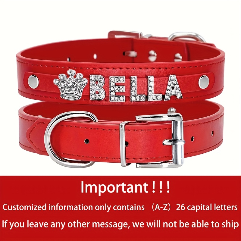 Personalized PU Leather Dog Collar with Exquisite Pendant, Custom Tag