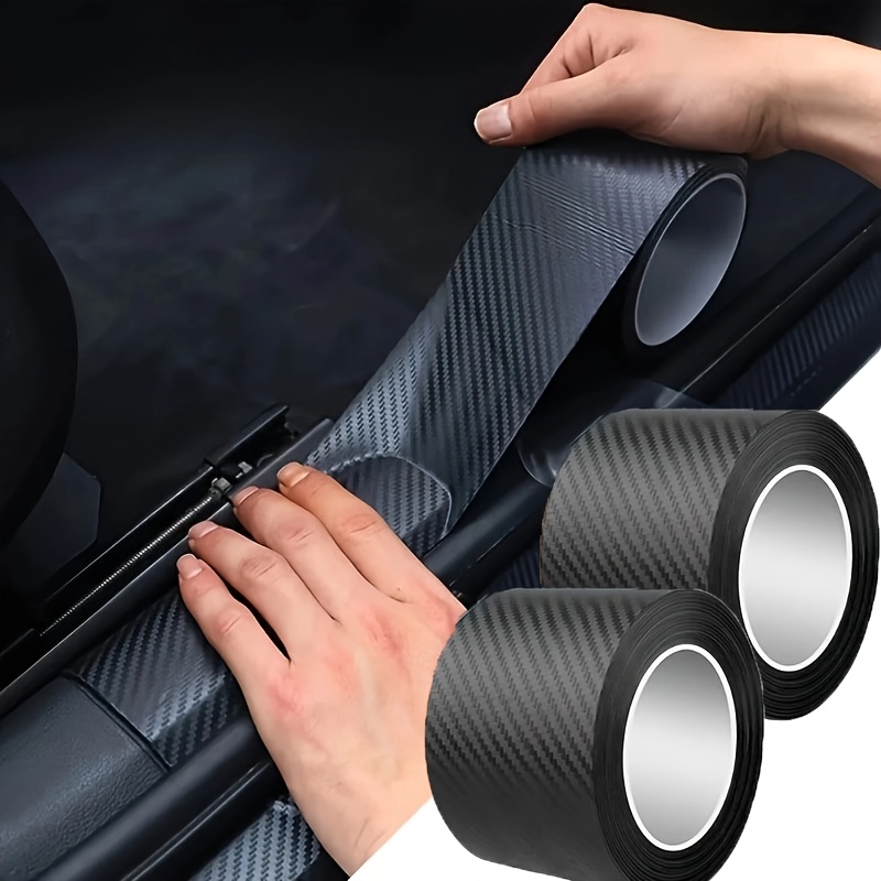 item picture 2 rolls 3d carbon   tape waterproof and scratch resistant bumper and sill protection strips black   accessories   interior durable   film scratch resistant material suitable for all car enthusiasts