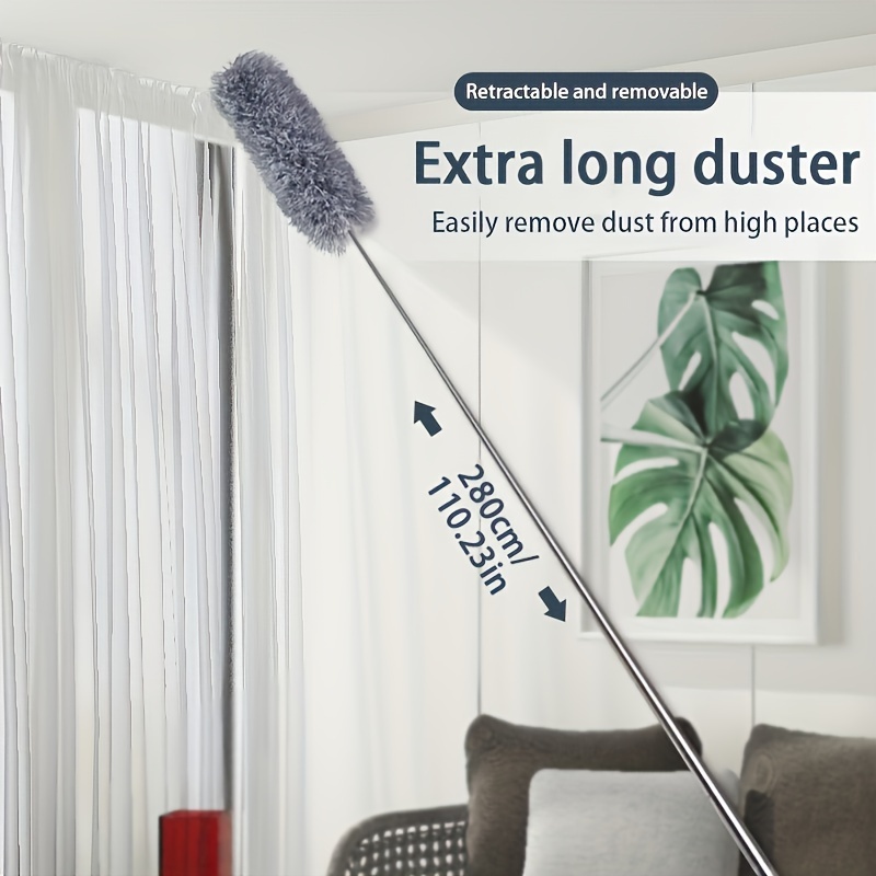 

Extra-long Retractable Duster With Bendable Head - Reusable & Washable For High Ceilings, Furniture, And Car Cleaning