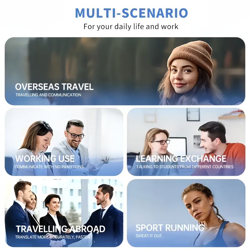 2025 AI Real-Time Translation Earbuds | 144 Languages Support, LED Power Display, Type-C Charging, Touch Control, Voice Noise Cancellation & Open Ear Design |Compatible with All Smartphones for Meetings Sports Travel Gaming - Sleek Gift-Ready Design