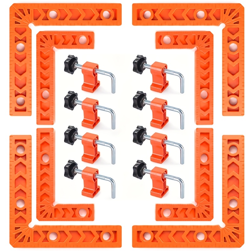4pcs/16pcs 90 Degree Corner Clamping Set, Right Angle Clamp With Positioning Squares, Durable Plastic, For Woodworking, Picture Frames, Cabinets & Boxes