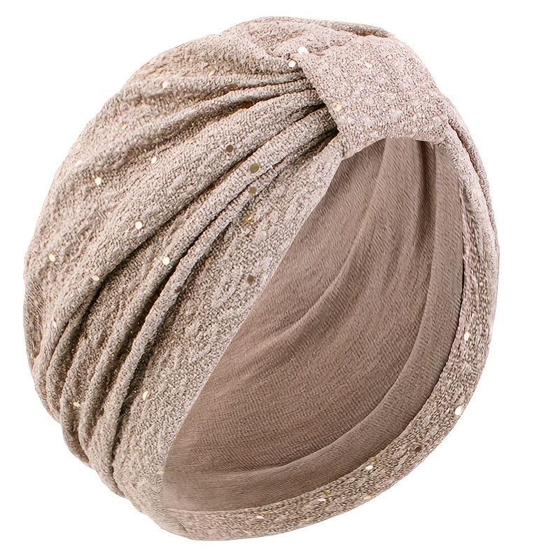 TEMU Gorro de pañuelo con lentejuelas y tejido arrugado con nudo, pañuelo musulmán para la cabeza, bufanda de Medio