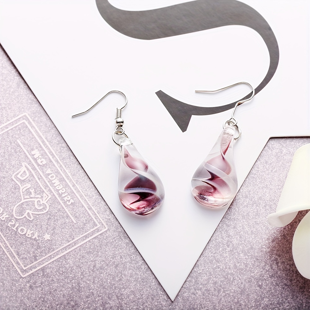 Women's Creative Glass Teardrop Pendant Earrings