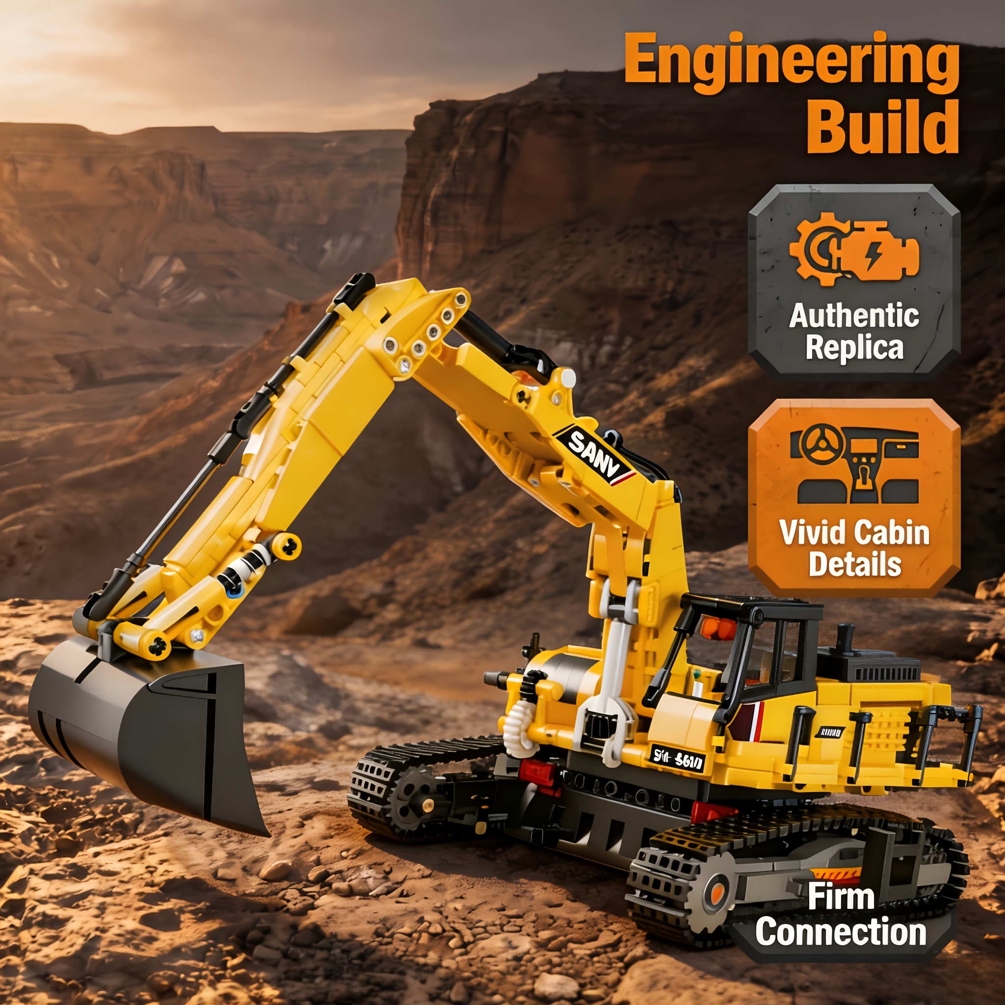 Excavator Crane Block Set, 993pcs Engineering Vehicle Bricks