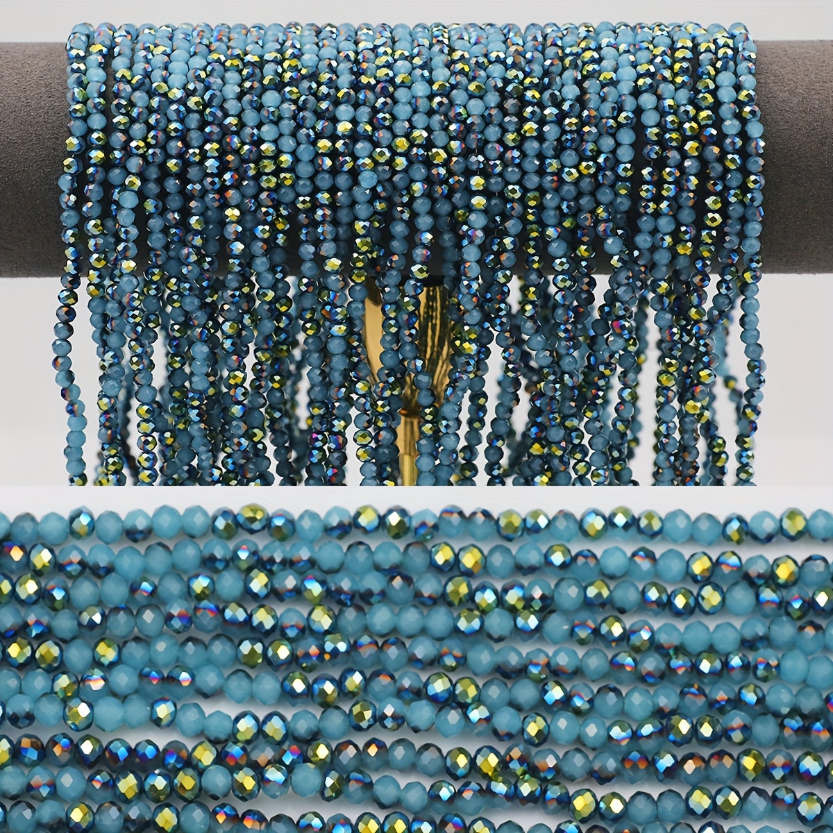 TEMU 4mm Approximately 315pcs Blue Half-iridescent Glass Loose Beads, Suitable For Handmade Diy Weaving Bracelets, Necklaces, Earrings, Jewelry, Hair