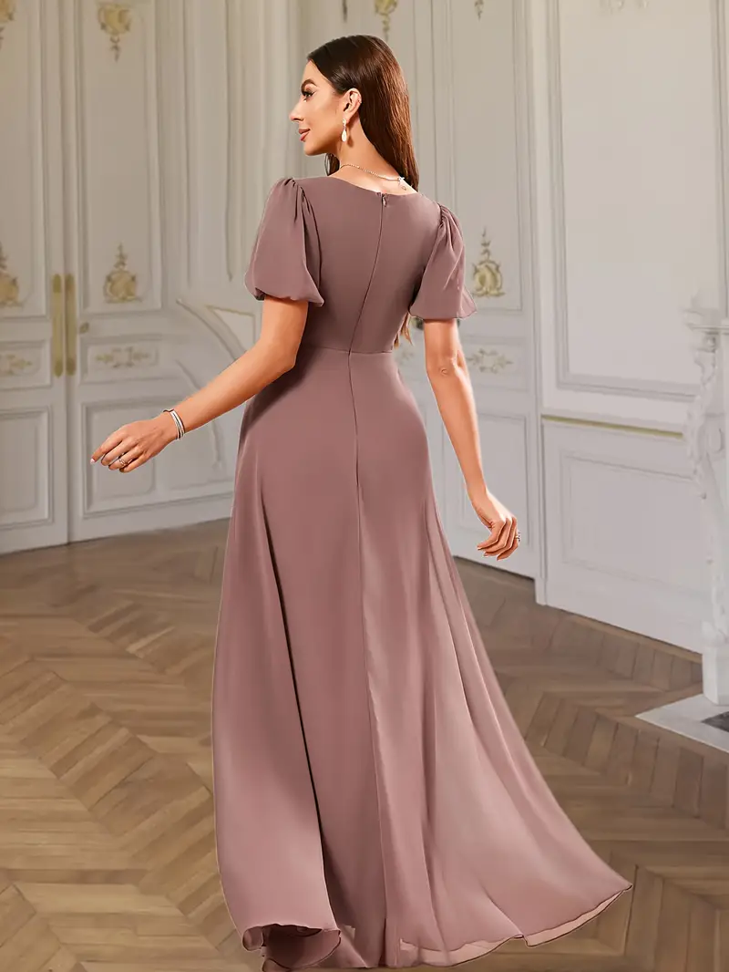 elegant directional v neck ruched chiffon bridesmaid gown - Temu United Arab Emirates elegant directional v neck ruched chiffon bridesmaid gown - Temu United Arab Emirates