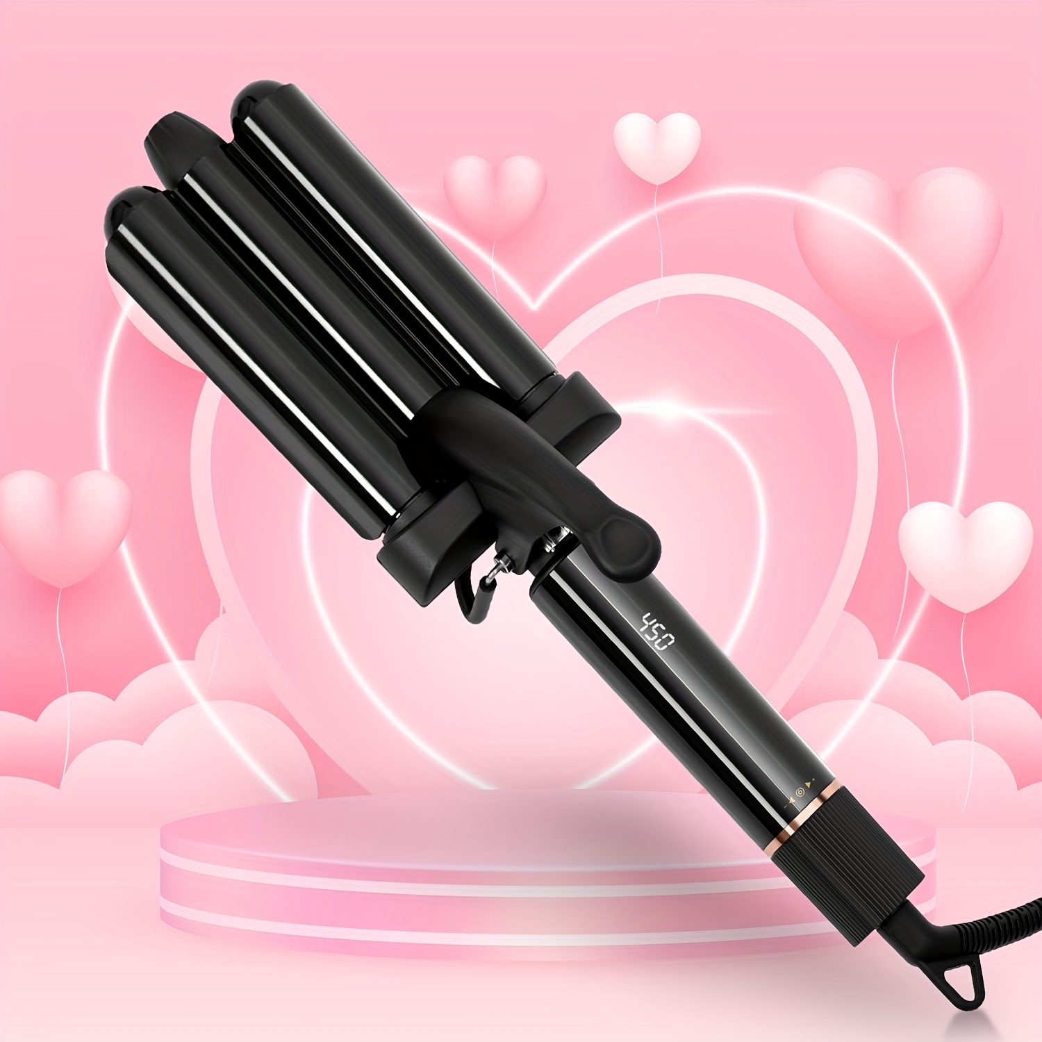 

3-barrel Hair Curler With Adjustable Temperature - All Hair Types, Ideal For &