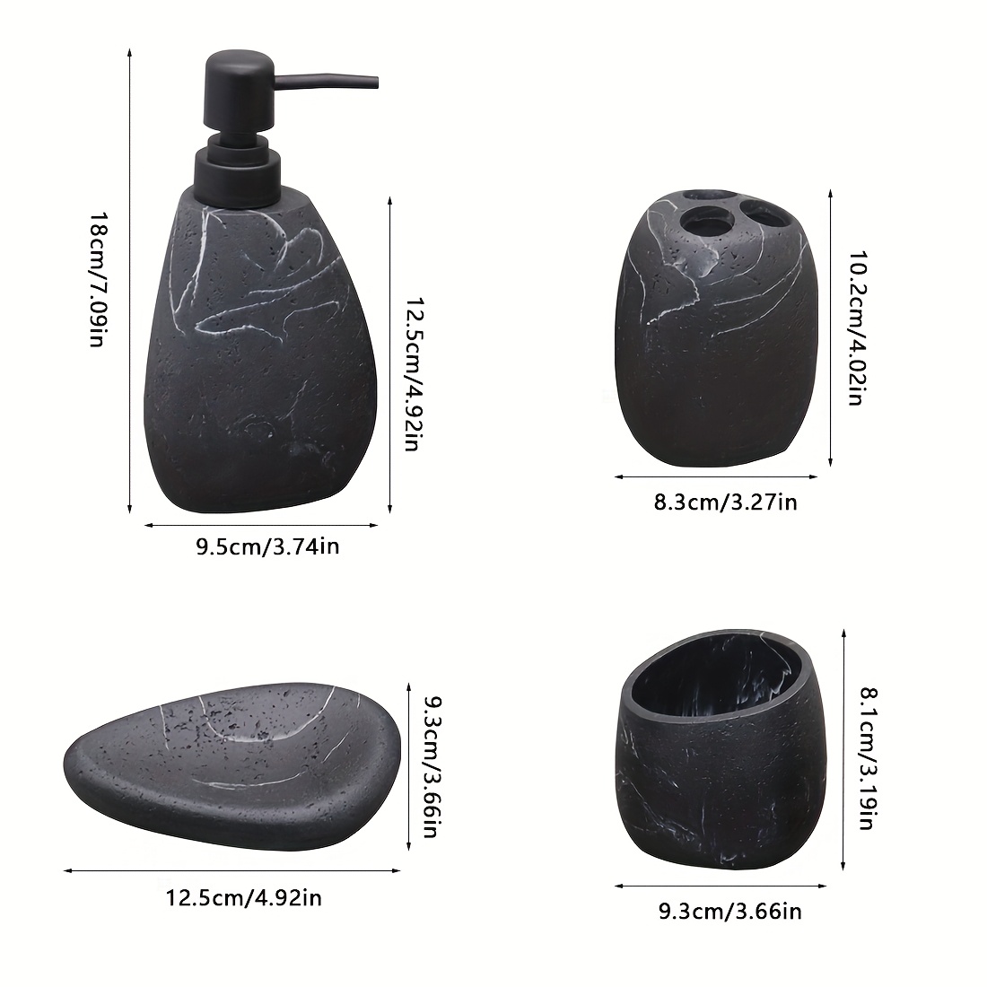 A 4pcs Bathroom Toiletries Set, Including a Mouthwash Cup, a Soap Dispenser, a Toothbrush Holder, And a Soap Dish, Available in Matte Black, White, Or Light Brown Bathroom Furniture Sets, Along with Decorative Accessory Sets