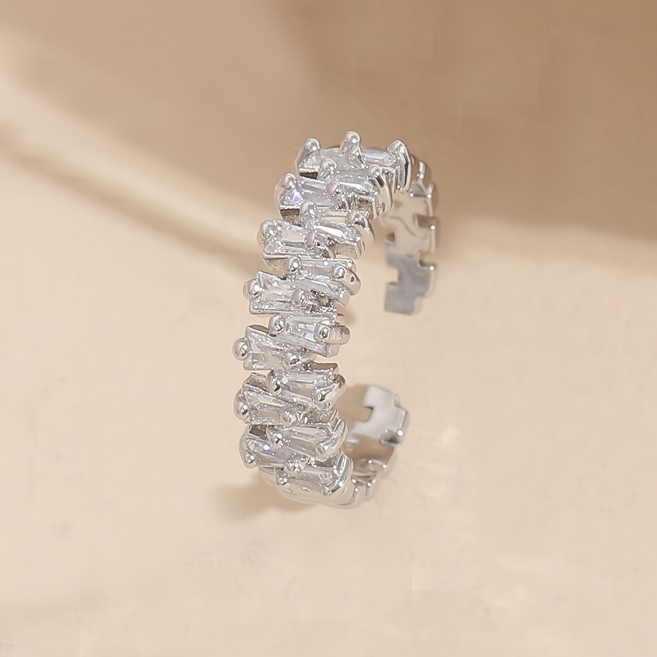 Geometric Copper Ring with Micro Zirconia Stones