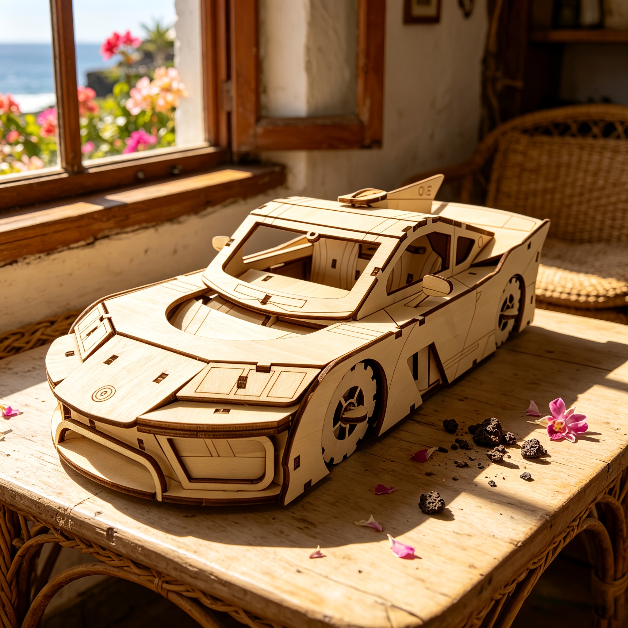 3D Wooden Supercar Puzzle, Hand-Assembled Race Car Model Kit