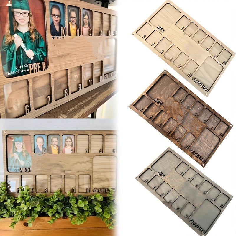 

Vintage-style Wooden Photo Frame - Graduation With A Memory Display From Pre-school To 12th Grade, Ideal For Home & Party Decor, In 3 Colors, Graduation Party Decorations