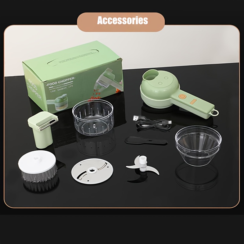 kitchen small appliance multifunctional food chopper 5 in 1 handheld electric vegetable cutter for home use portative eletric fruit and veggie   blender combo rechargeble wireless processor   used as an electrical brush suitable for   onion celery ginger etc cooking prep assistant modern kitchen tool easy to hold stylish utensil Product details 2