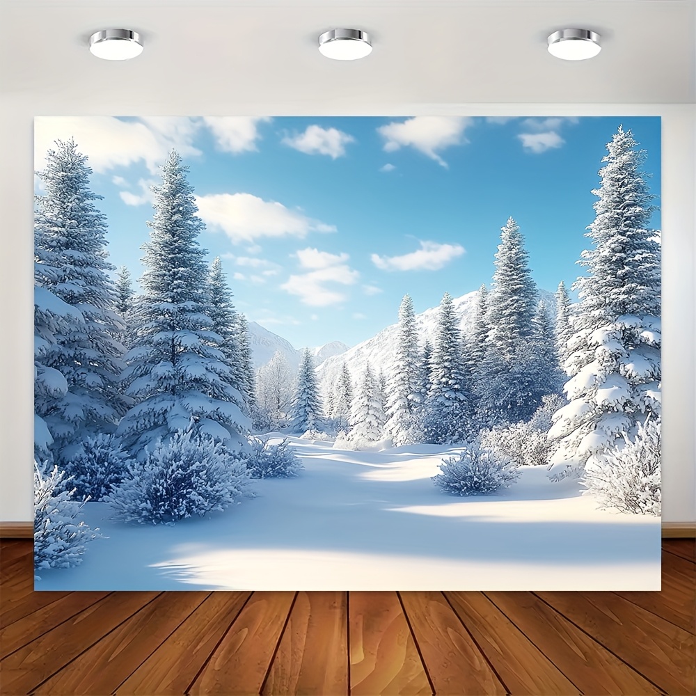 Winter Landscape Photography Background Cloth for Christmas