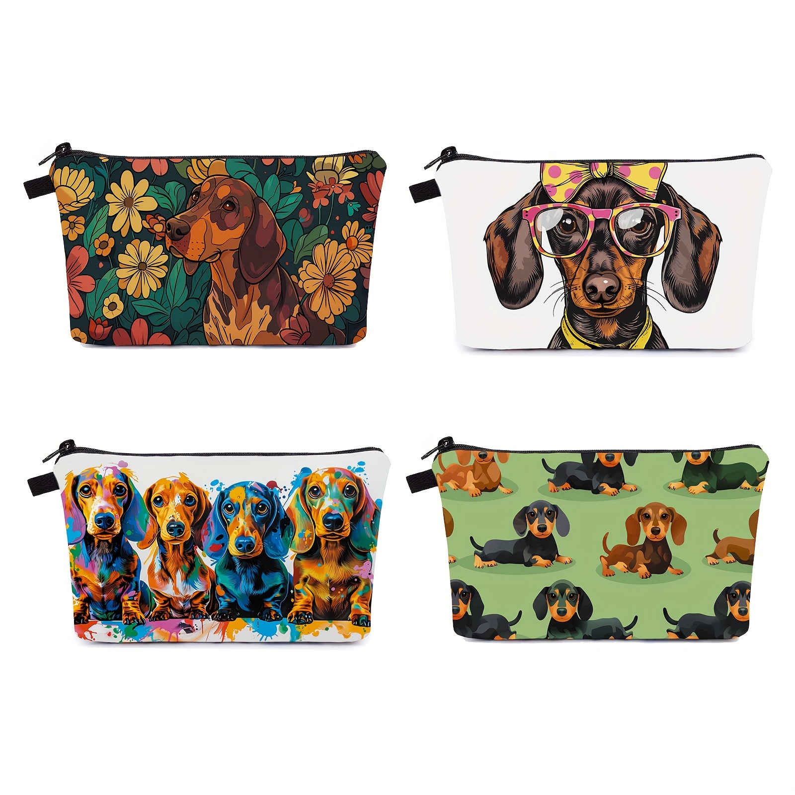 

Dachshund Cosmetic Bag For Women, Dog Print Lightweight Zipper Clutch Bag Small Capacity Makeup Bag Gift For Women