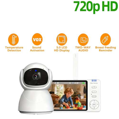 2.4G 3.5” Digital Wireless Baby Monitor – 2-Way Audio, Night Vision, Lullabies, White