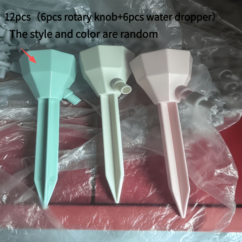 E-shop 12-teiliges Set (6 Tropfer und 6 Knöpfe) Automatische Pflanzenbewässerung, Einstellbarer Wasserfluss, Geeignet für Zimmer- und Gartenpflanzen,