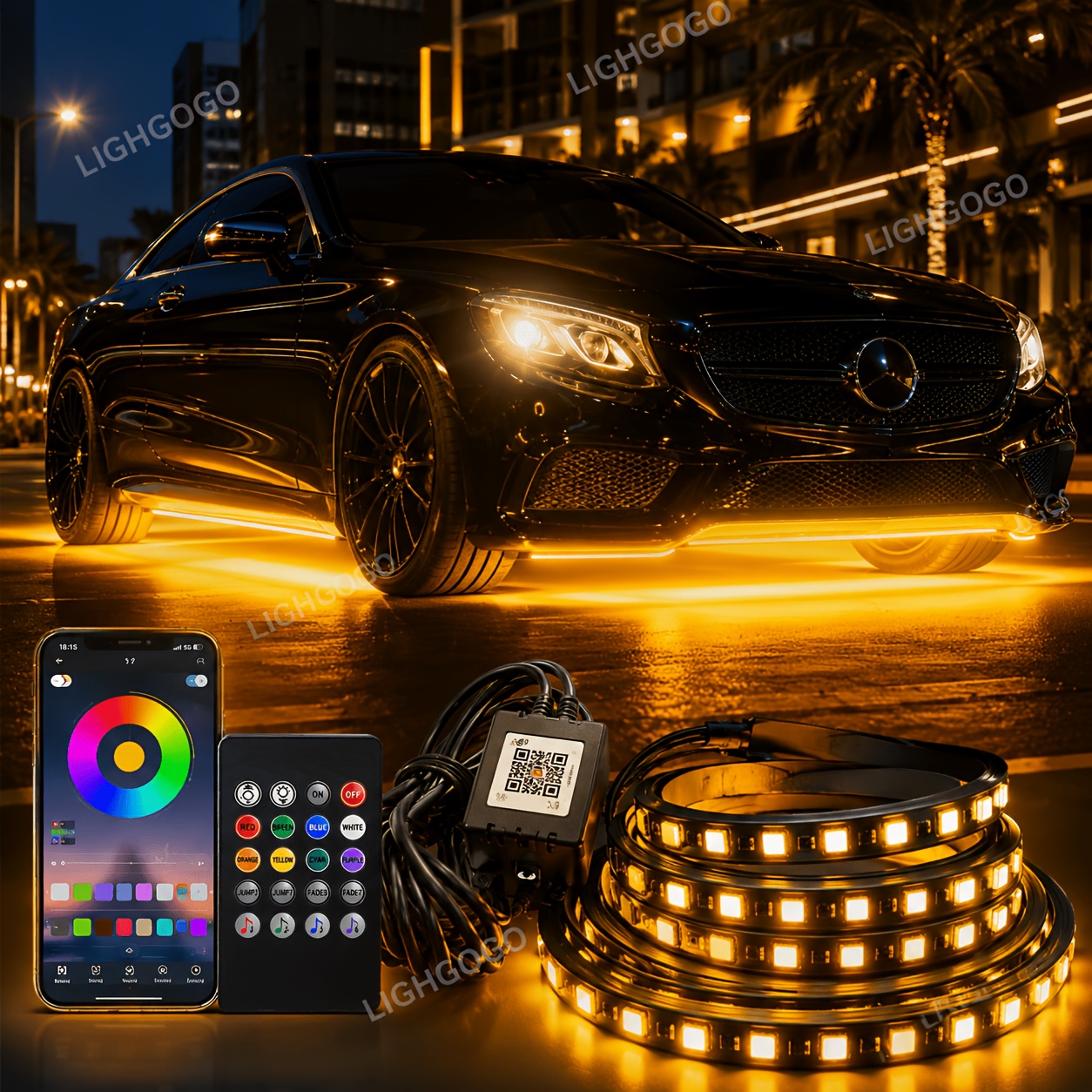 TEMU Sound-activated And App Control; Suitable For 12v Underbody Lighting On Suvs, , And Trucks; 4pcs Rgb Underglow Kit (60x90cm).