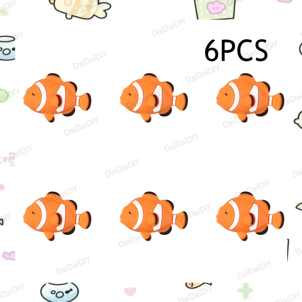 TEMU 6 piezas de cuentas de silicona con peces 3D, cuentas focales de silicona con temática , adecuadas para pendientes, collares, decoración de