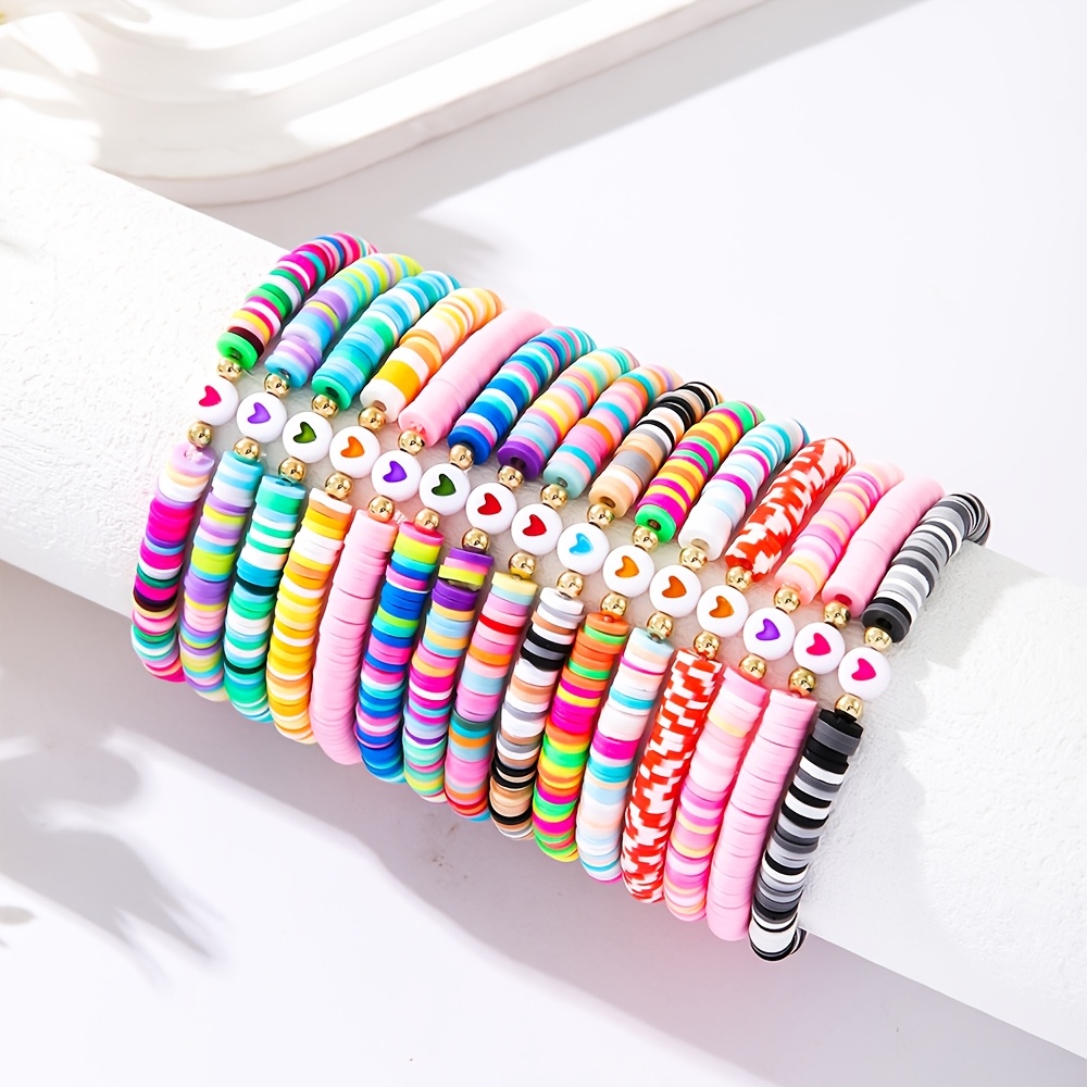 

15pcs/set Soft Charm Bracelets, With Ccb Beads -multi-layered Bracelet For Casual Attire.