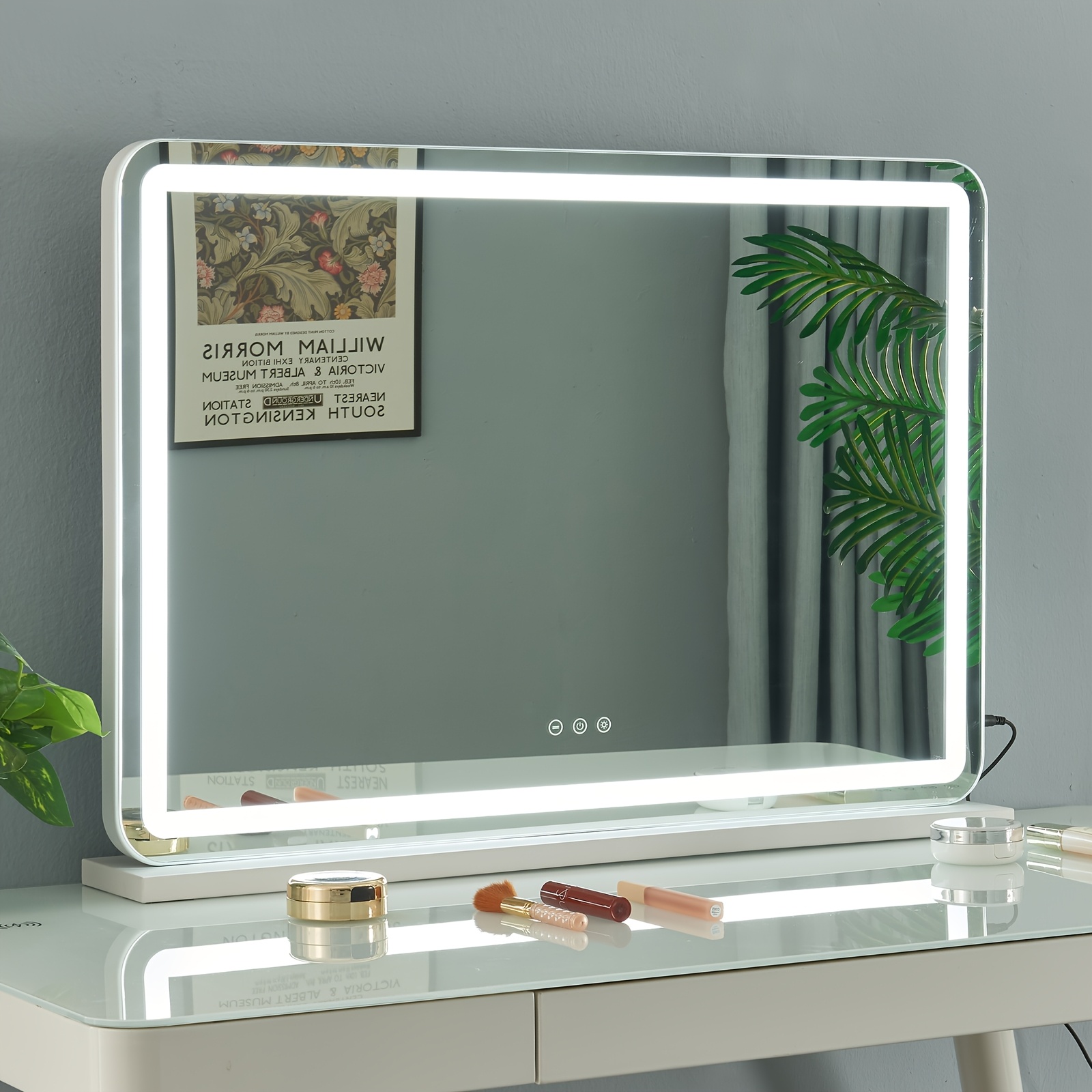 Image of Desktop Led Makeup Mirror, 3 Lighting Dimmable 3-color Light Vanity Mirror For Bedroom Use, Perfect Gift For Women And Girls