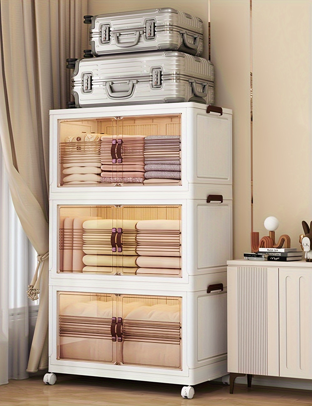 Stackable Plastic Storage Boxes Closet Folding Storage