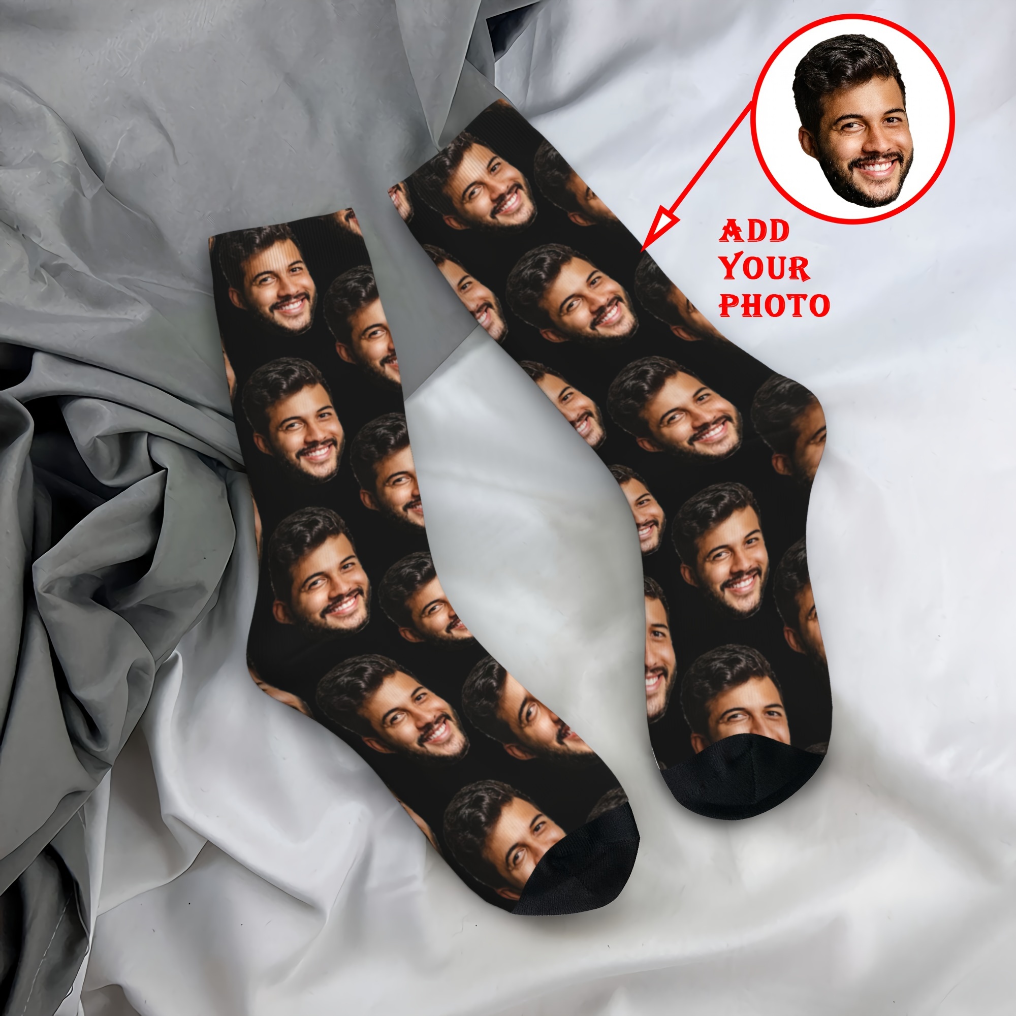 

Customizable Men's Crew Socks - Personalize With Your Photo, Funny , Breathable & Comfy Polyester , Gifts & Casual Attire