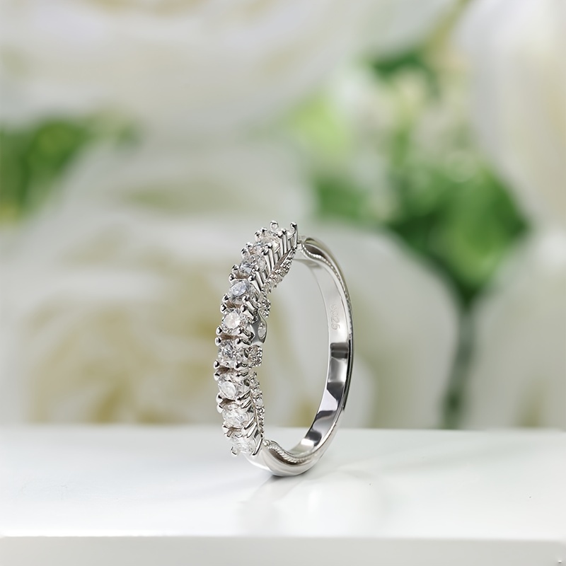 plated 925 sterling silver moissanite stackable Temu United Arab - Main Image