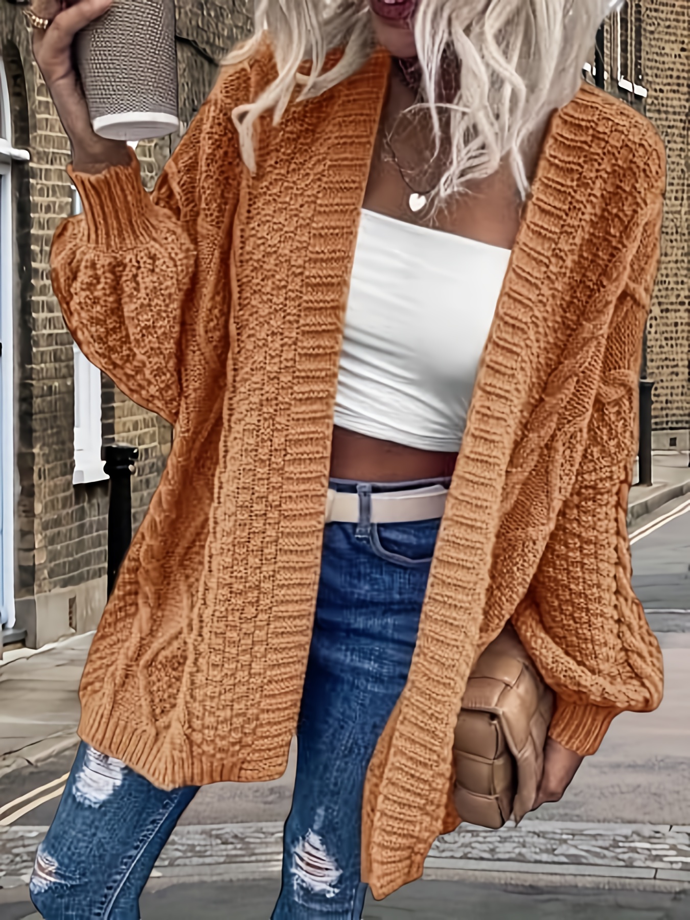 Knitted Sweater Camel Sweater Coat Womens Camel Color Duster