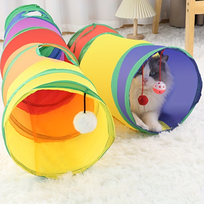 

Striped Polyester Cat Tunnel - Interactive Play & Exercise Toy For Cats, All-season Fun, Detachable And Washable Cat Toys Cat Toys For Indoor Cats