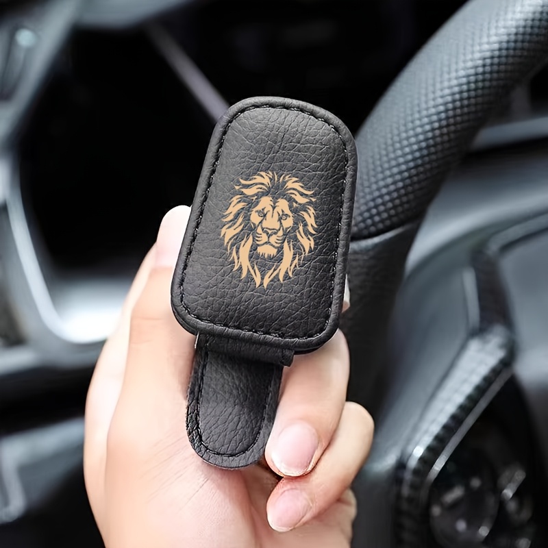 E-shop Auto-Sonnenblenden-Brillenhalter mit Löwen-Design – PU-Material, geeignet zur Aufbewahrung von Bankkarten, Kreditkarten, Mitgliedskarten,