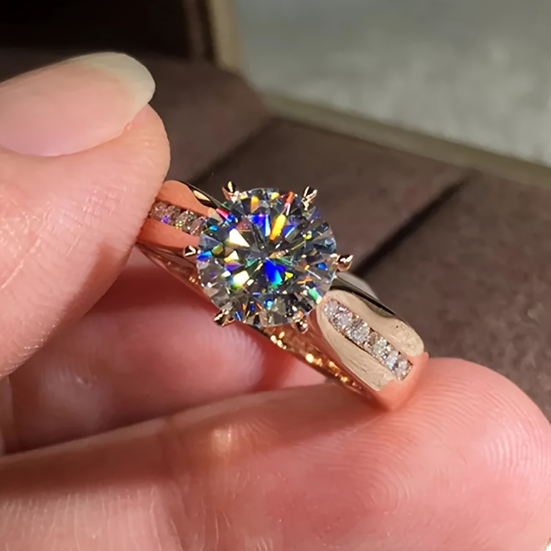 Image of Elegant Bridal Wedding Ring, Classic Simple 6-prong Shiny Synthetic Zirconia Engagement Proposal Jewelry, Valentine's Day Gift