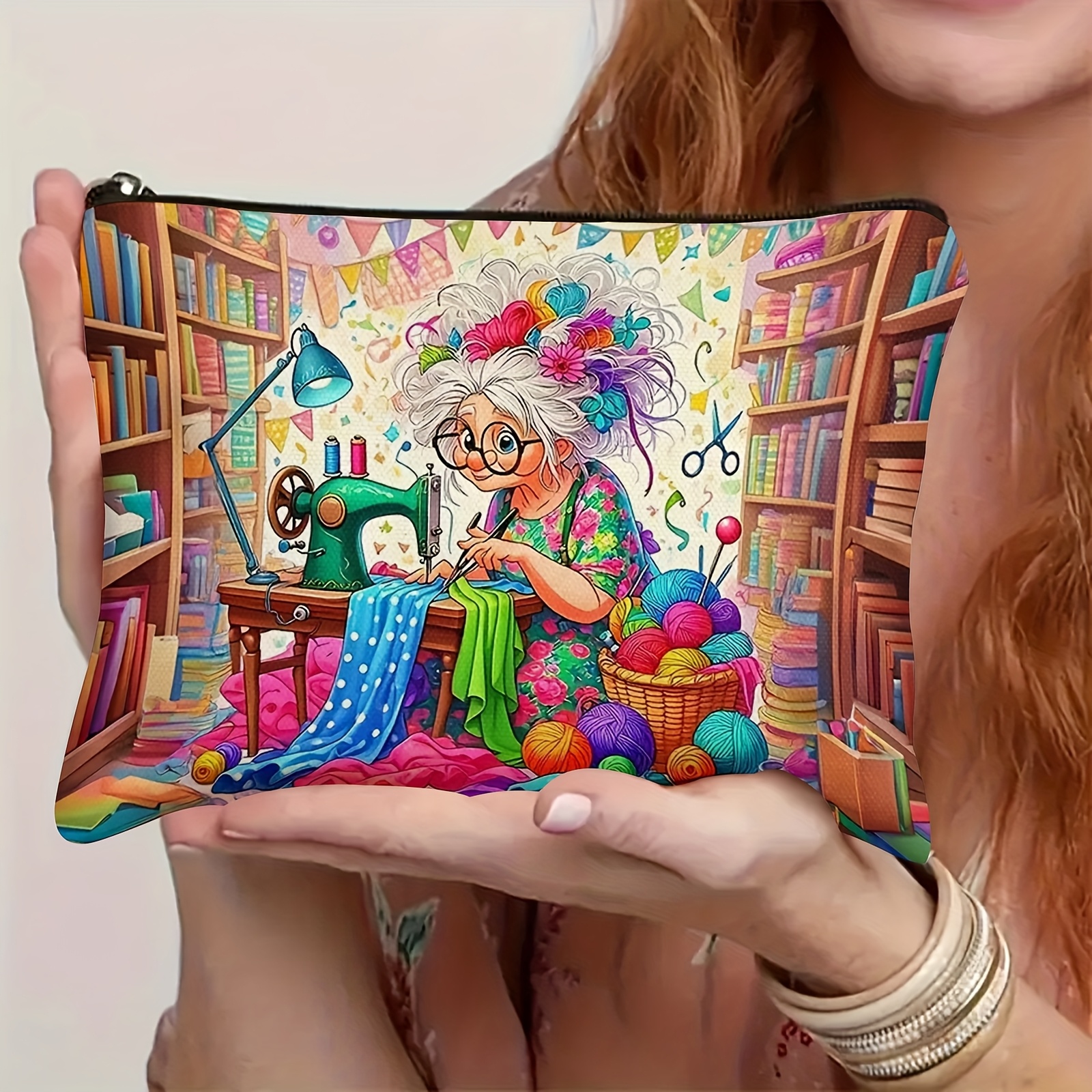 E-shop 1 Stück Humorvolle Nähmaschinen-Design Kosmetiktasche, Geschenk für Nähmaschinen-, Nähwerkzeug-Reißverschlusstasche,