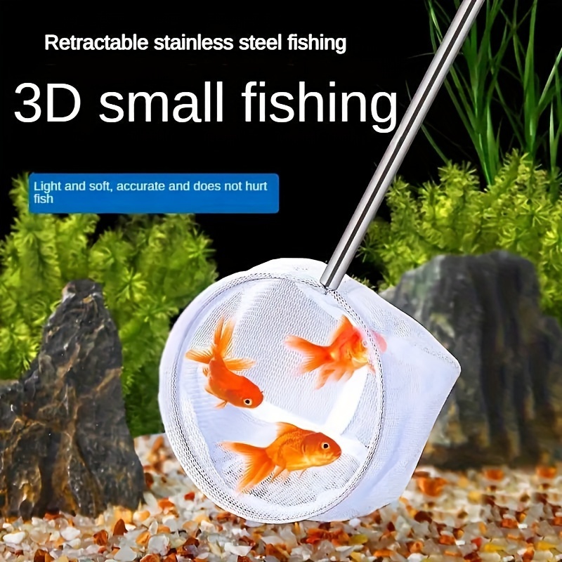 1pc, Retractable Stainless Steel Aquarium Shrimp Net, Mini Telescopic  Handle Fish Tank Net, For Small Pond, Shrimp, Baby Fish, Food Residues,  Debris S