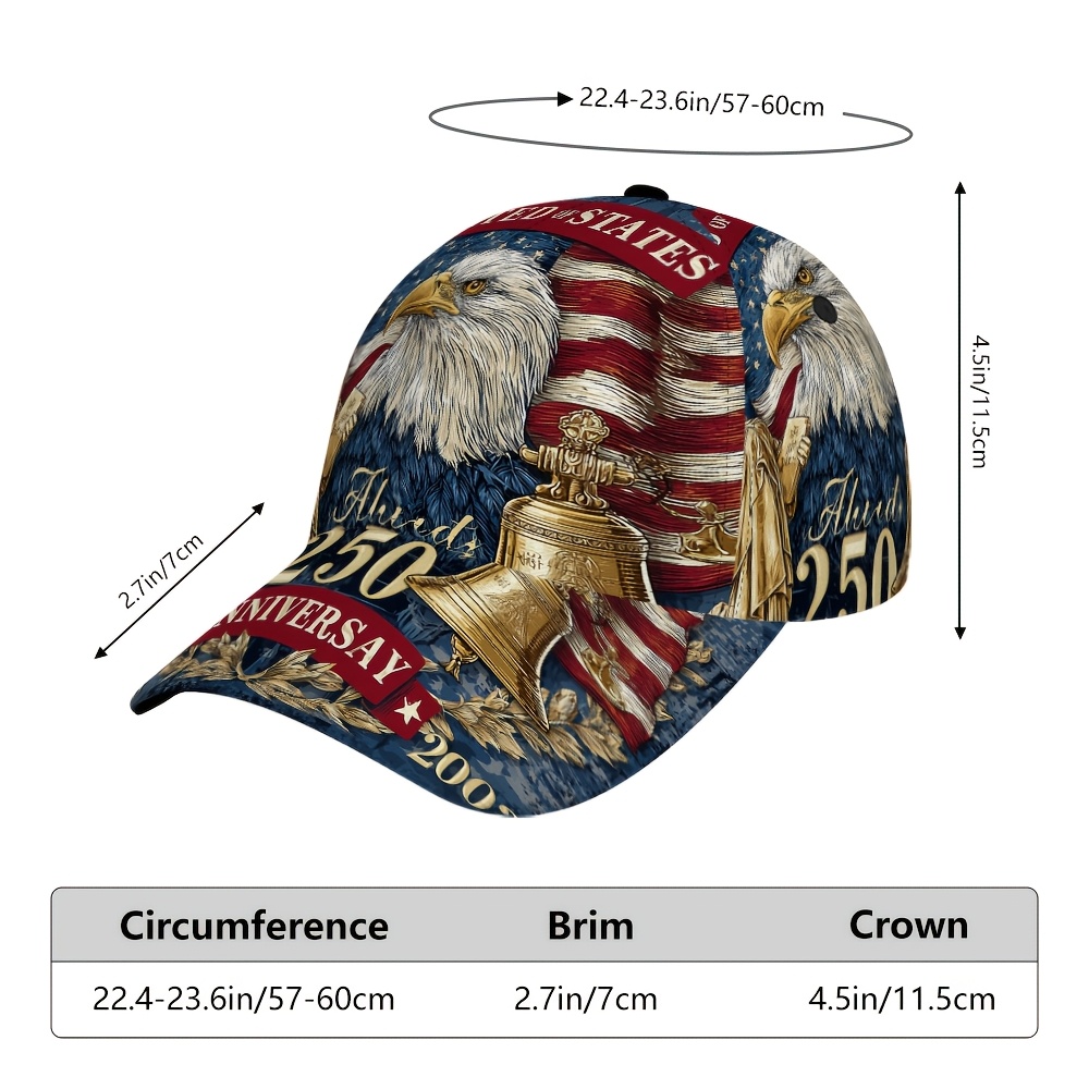 TEMU 1pc Adjustable 2d Flat Usa Bird Celebration Baseball Cap - Trendy Duckbill Hat For Unisex, Comfortable Lightweight Fit For Shopping, Traveling &