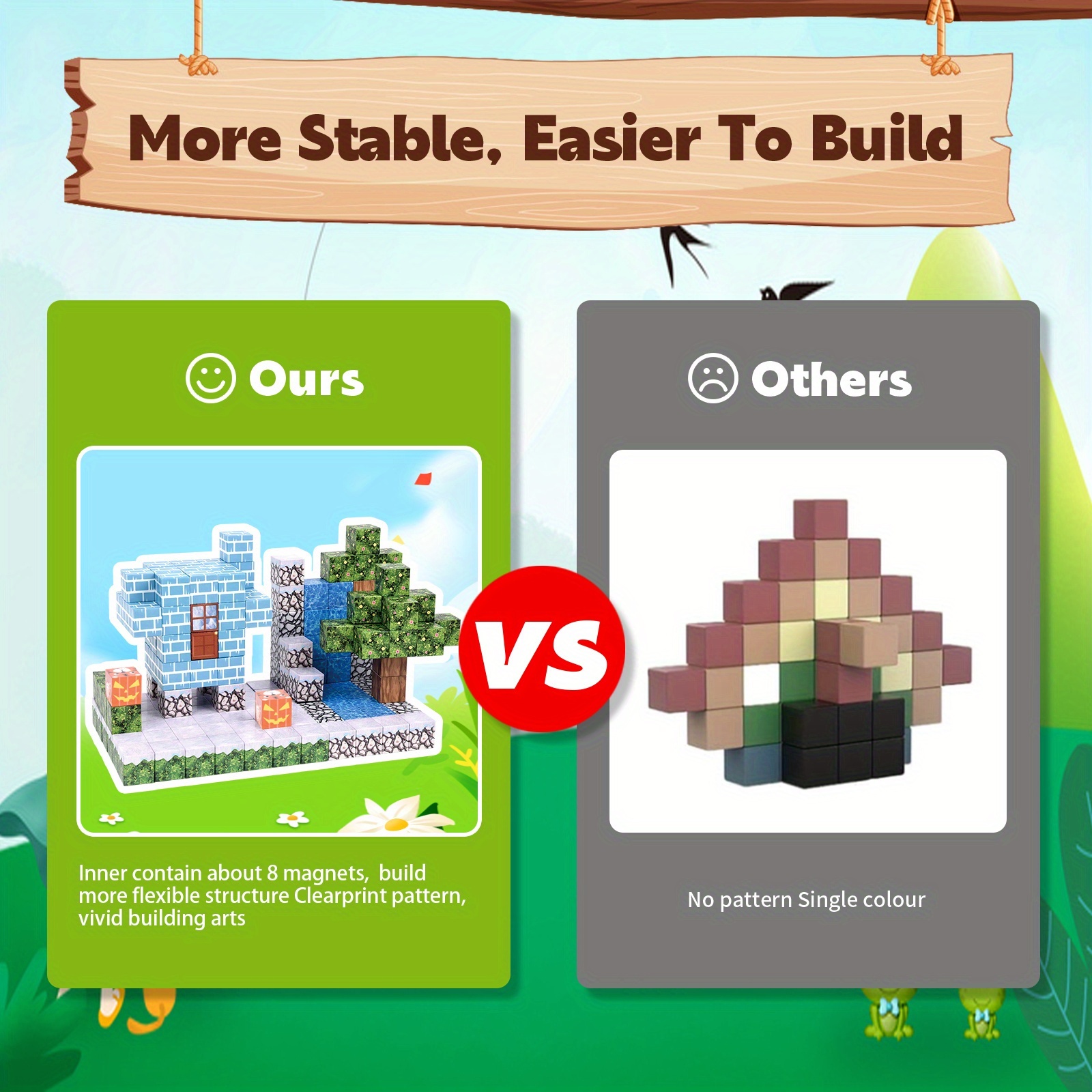 100pcs Forest-Themed Magnetic Building Blocks