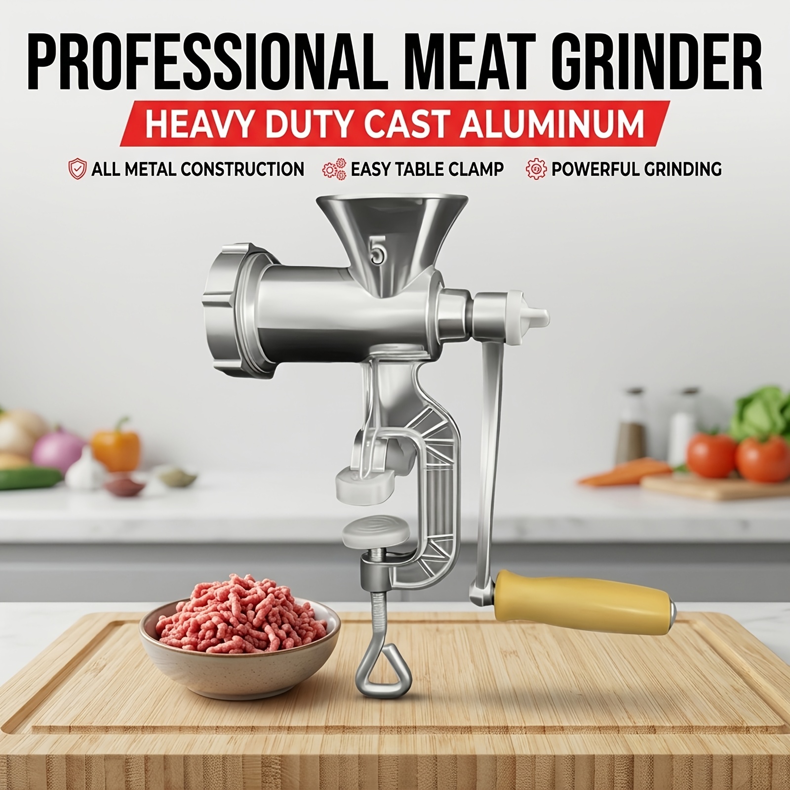 TEMU Hand-cranked Chopper And Meat Grinder, Multi-functional Grinder, , Durable Handle, Easy To Clean And Carry. Suitable For Home, Rv, And Outdoor