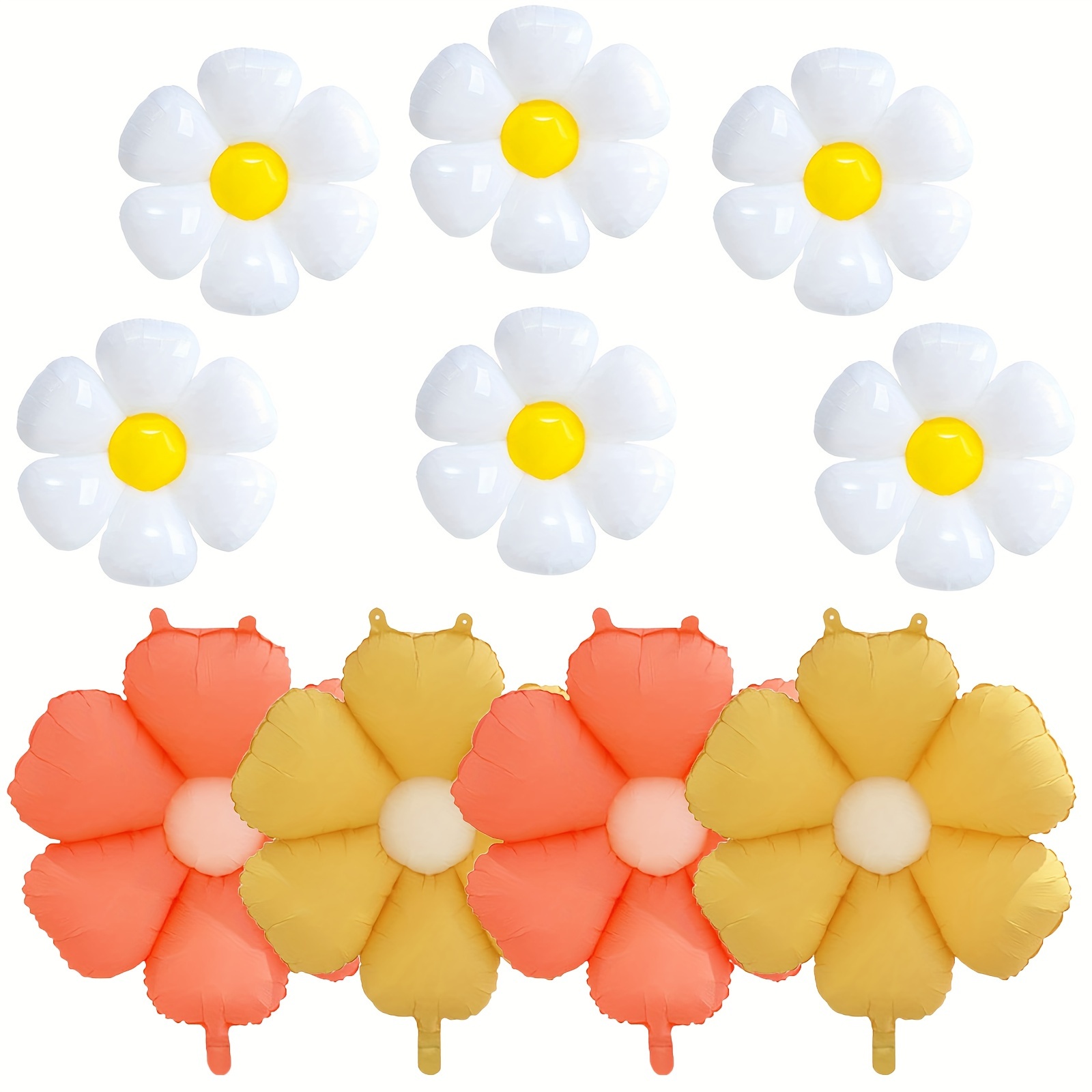 

10 Pack Daisy Sunflower Shaped Aluminum Foil Balloons - Ideal For Mother's Day, Graduation, Easter, Summer & Harvest Events - Round Balloon Set For Ages 14+ Party Decorations
