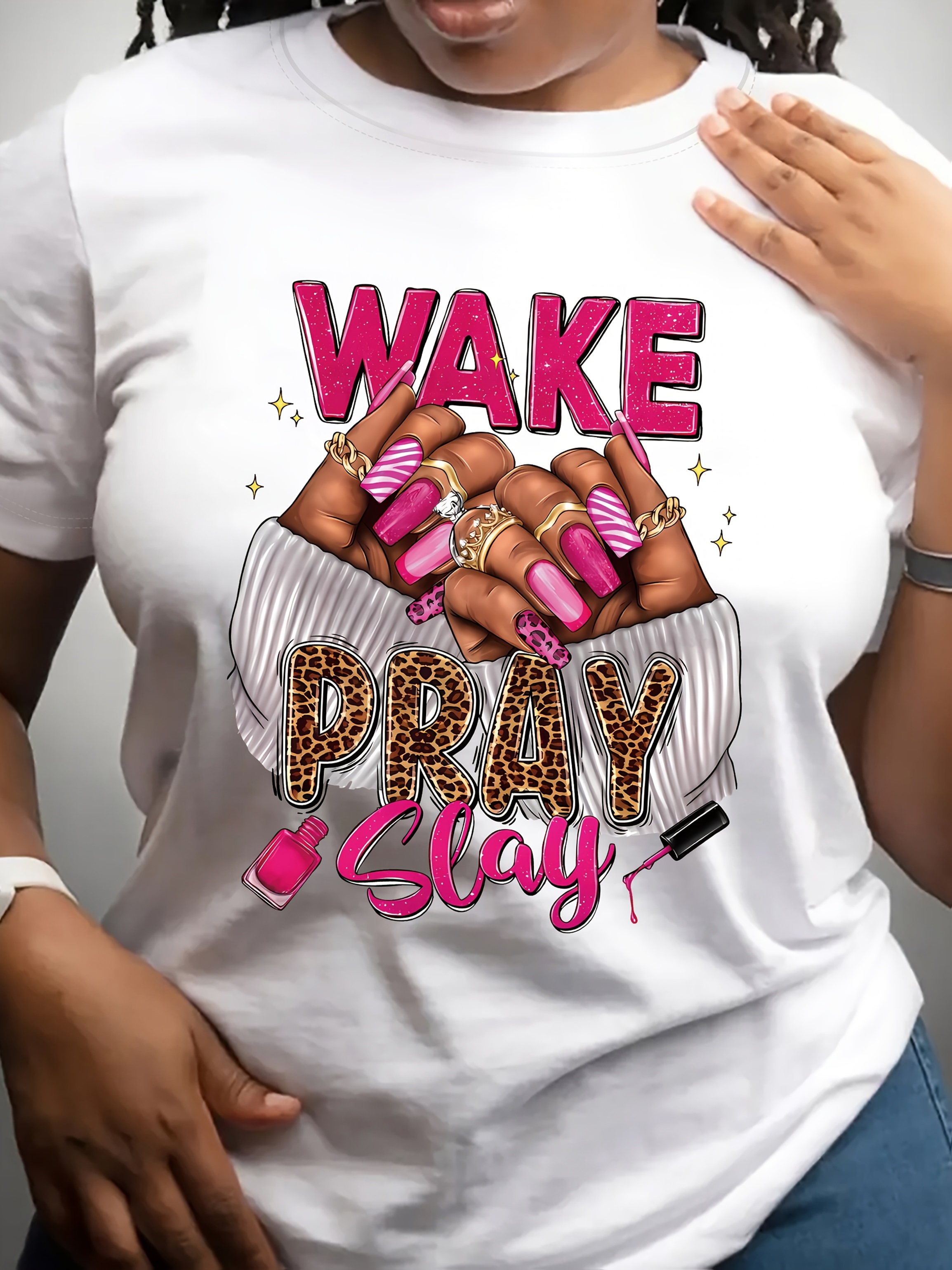 Graphic Print Crew Neck T-Shirt, Casual Short Sleeve Top For Spring & Summer, Women's Clothing