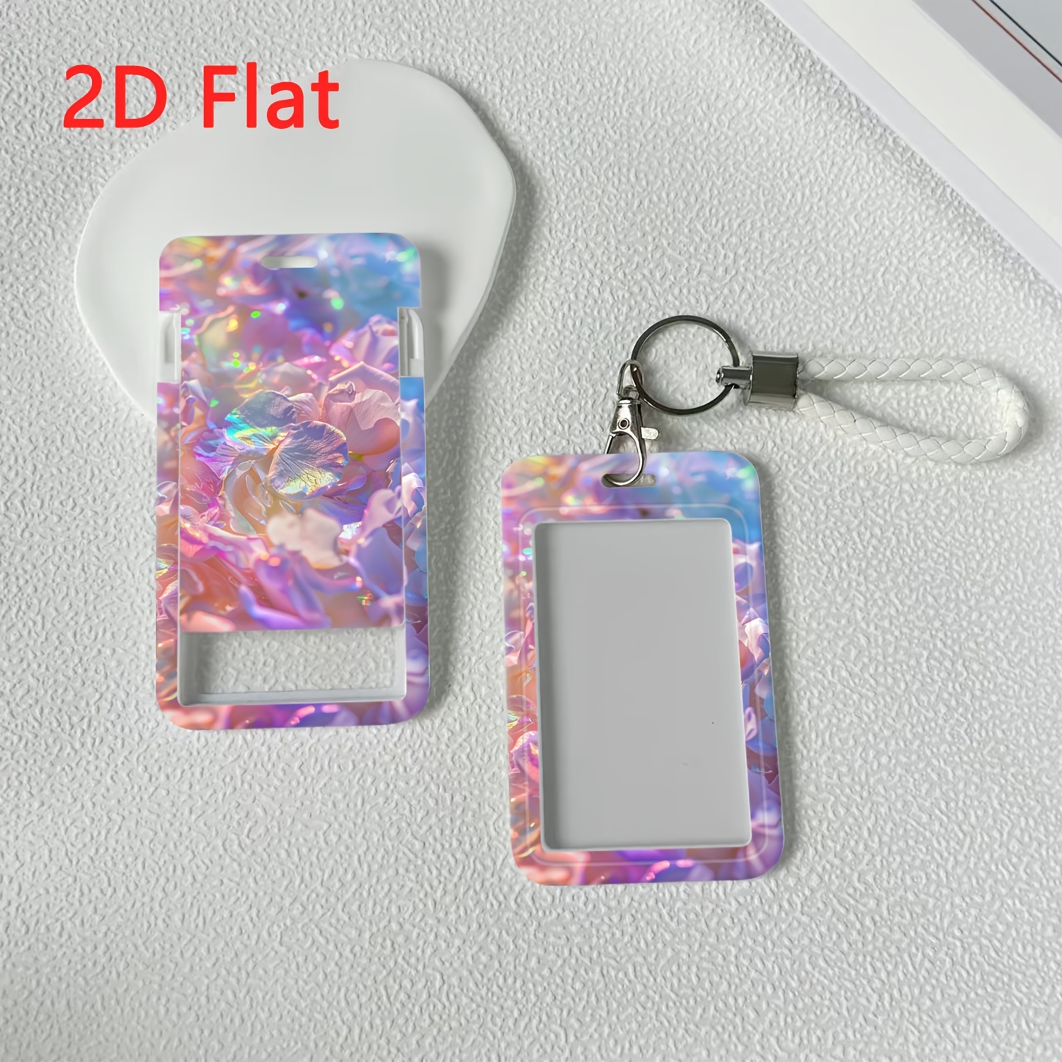 TEMU 2d Holographic Petals Plastic Id Card Holder With Lanyard For Doctors, Nurses, Students - Bus Card Case, Protector Perfect Halloween Gift For