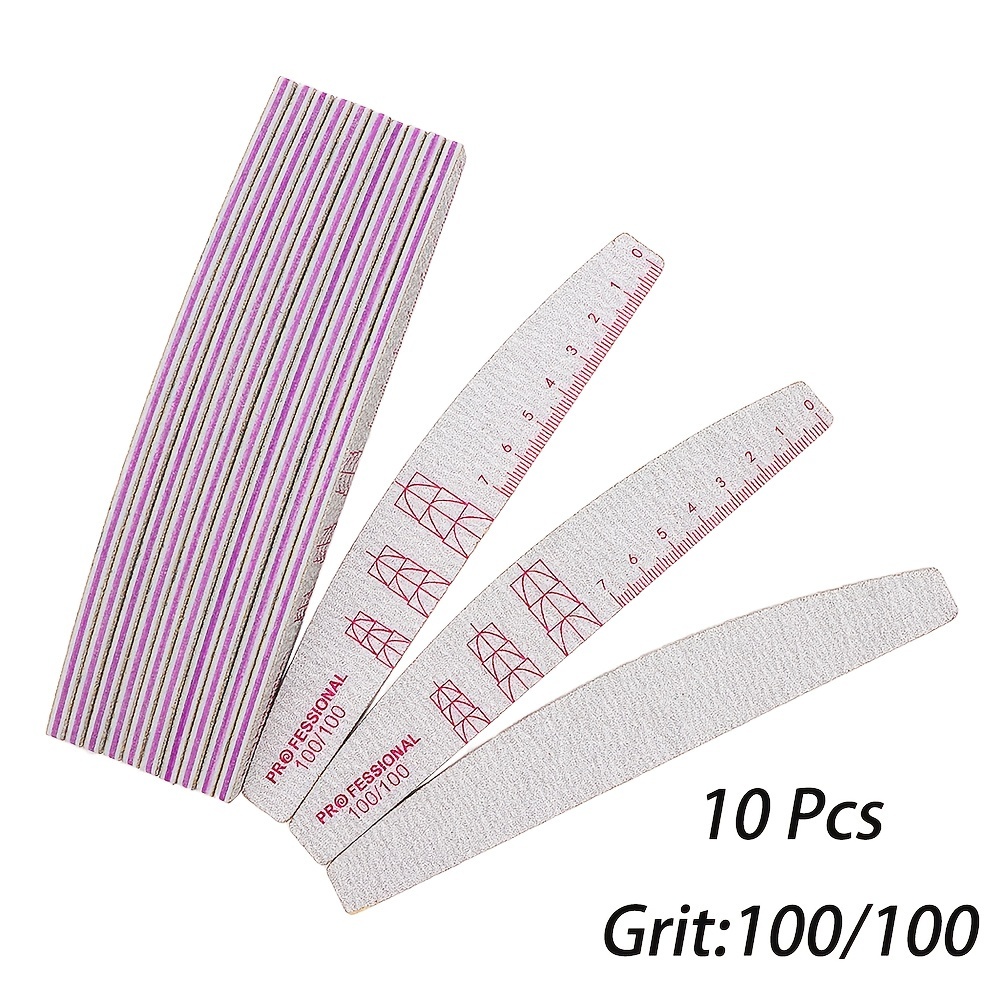 Image of 10pcs/pack Nail File Strips, Reusable Multifunctional Colorful Printing Ruler, Half Moon Shape Acrylic Manicure Art Tools, Nail Tech Supplies