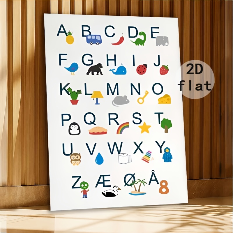 TEMU 2d Flat, 2d Flat, Unframed 2d Flat Wall Art Canvas Print Featuring Alphabet, Perfect For Educational Decor. Ideal Gifts For Women On Occasions