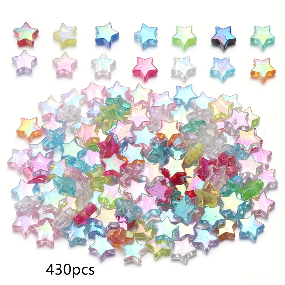 Image of 430pcs 11mm 5-color Acrylic Transparent Five-pointed Star Spacer Beads, For Jewelry Making, Making, Women's Friendship And Gift Craft Supplies