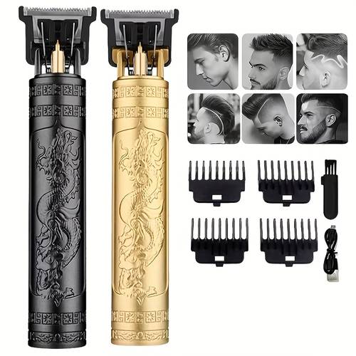 feiyba mens retro carving electric hair clipper body hair trimmer small and portable design usb charging mens shaver oil head electric thruster suitable for mens festival gifts